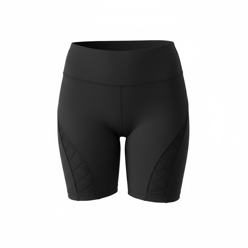 Victoria’s Secret Black Biker Shorts L NWT Mesh Detail - Picture 2 of 3